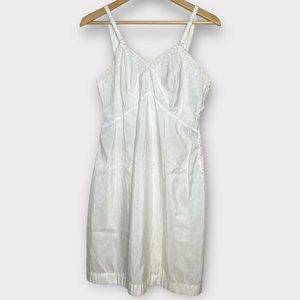 Vintage 50s 60s Ivory White Slip Dress Embroidered Floral‎ Lace Unbranded